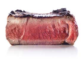 Herkömmlich zubereitetes Steak